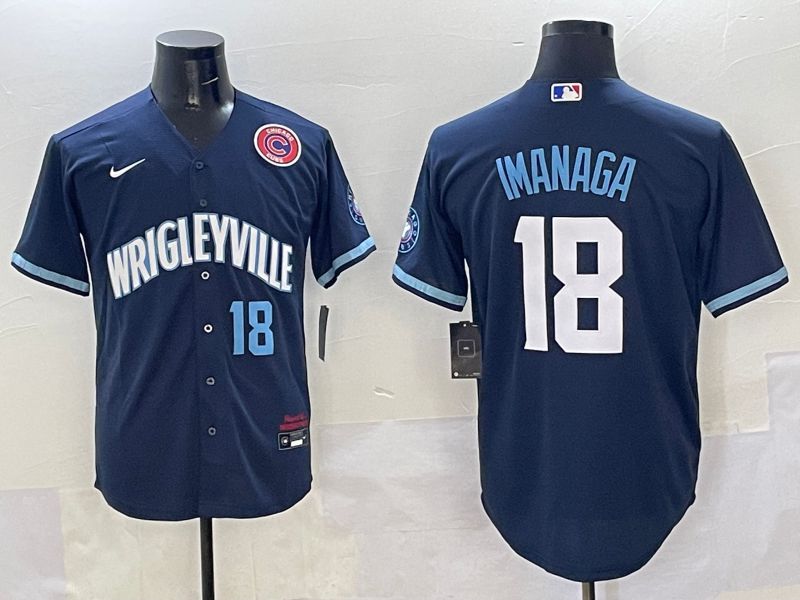 Men Chicago Cubs #18 Imanaga Dark Blue City Edition 2025 Nike MLB Jersey style 13